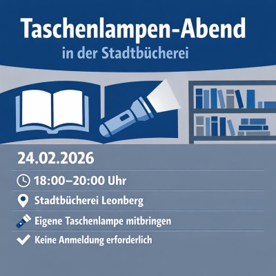 Taschenlampen-Abend in der Stadtbücherei Leonberg am 24. Februar